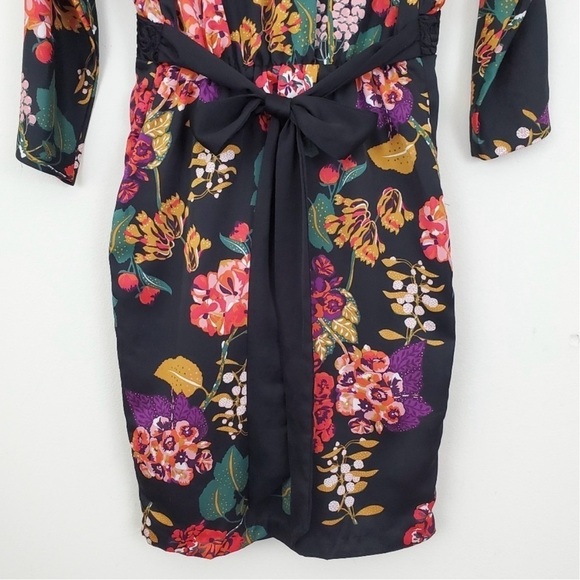 H & M Conscious Collection Kimono Dress Black Floral Pockets US 4 - Picture 10 of 13
